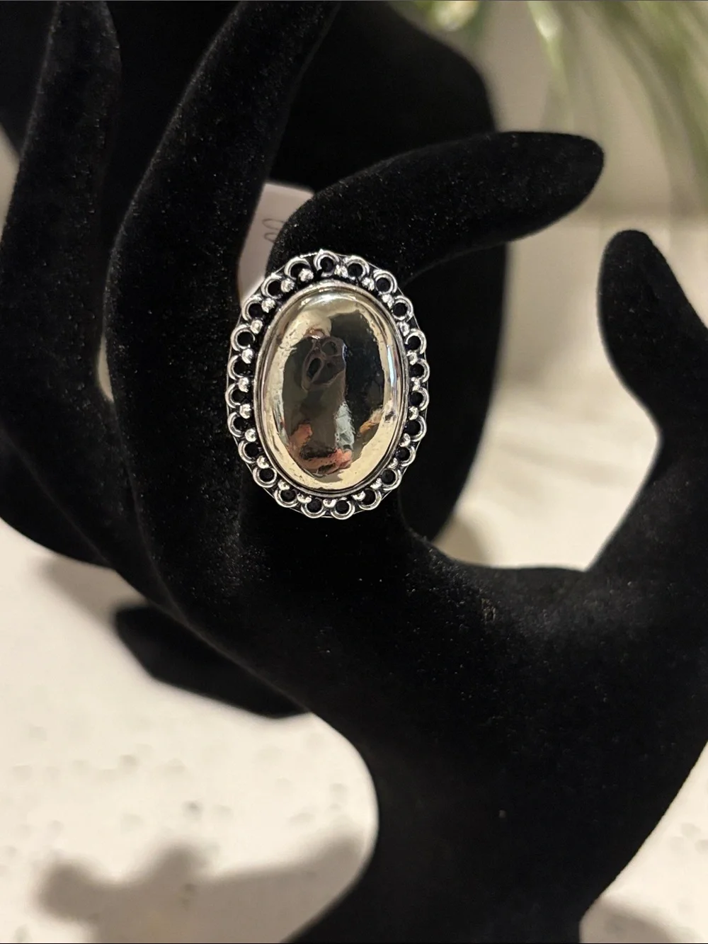 Sterling Silver Oval Apache Pyrite Gemstone Statement Ring Size 6.75
